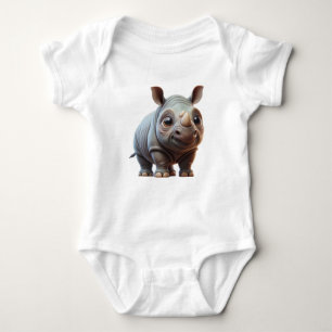 Adorable Cartoon Rhino Character Design Baby Bodysuit
