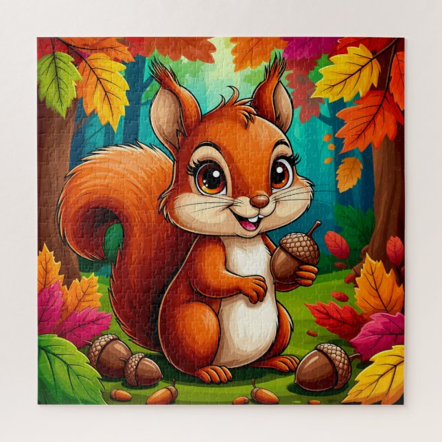 Adorable Cartoon Squirrel Character in Forest Jigsaw Puzzle (Vertical)