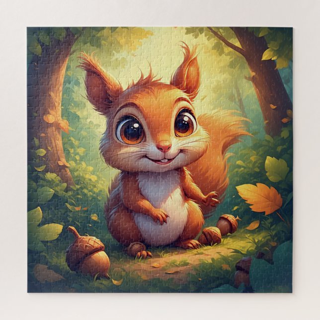 Adorable Cartoon Squirrel Character in Forest Jigsaw Puzzle (Vertical)