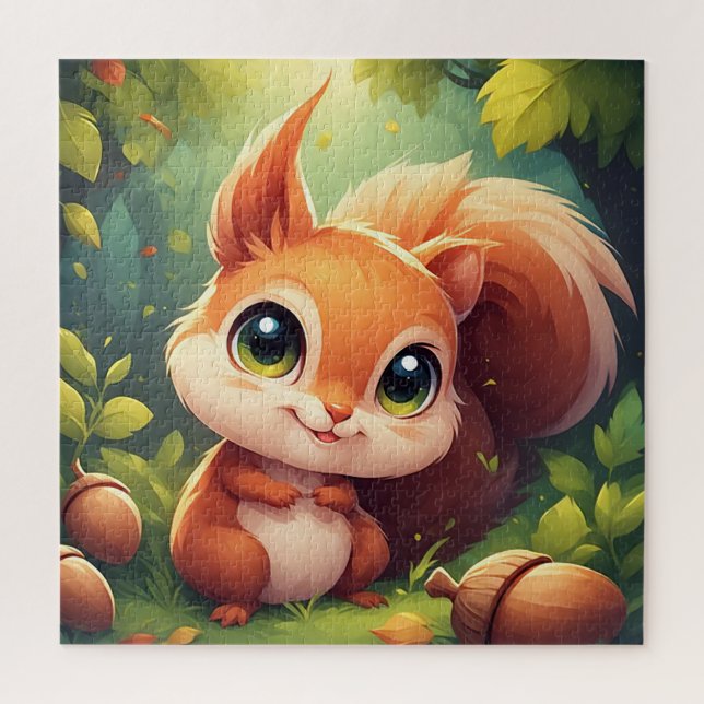Adorable Cartoon Squirrel Character in Forest Jigsaw Puzzle (Vertical)