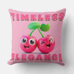 Adorable Cartoon Style Cheerful Cherry Cushion