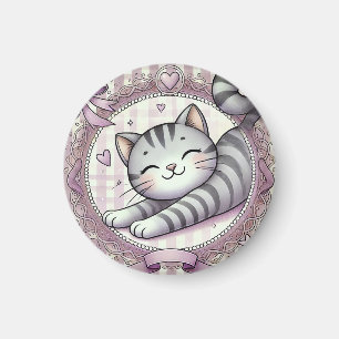 Adorable Cartoon Tabby Cat Illustration Magnet