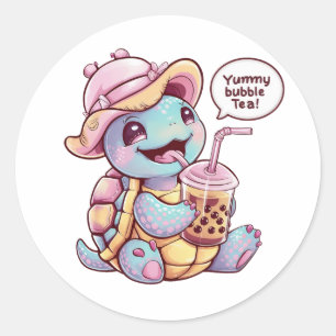 Adorable Cartoon Turtle: Cozy, Kawaii Vibes Classic Round Sticker