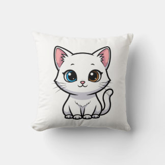 Adorable Cartoon White Cat Cushion