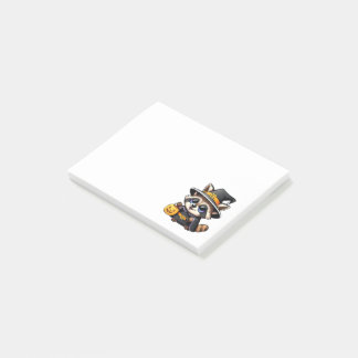 Adorable cartoon witch racoon post-it notes