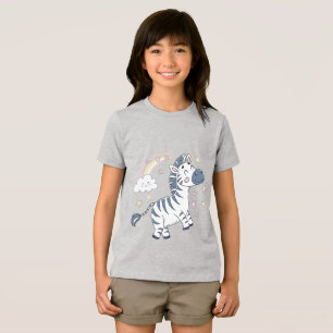 Adorable Cartoon Zebra with Rainbow and Stars    Tri-Blend Shirt