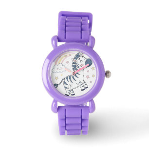 Adorable Cartoon Zebra with Rainbow and Stars    Watch