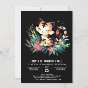 Adorable Castle Tiger Birthday Invitation