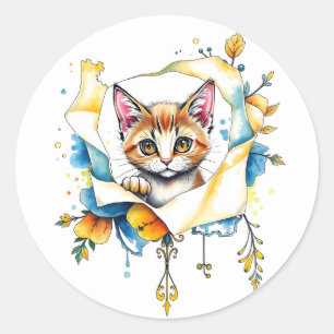 Adorable Cat: A Purr-fect Design of Cuteness 🐾✨ Classic Round Sticker