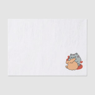 Adorable Cat and Dog Hug – Meow & Woof Design Tissue Paper