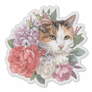Adorable cat and flower bouquet