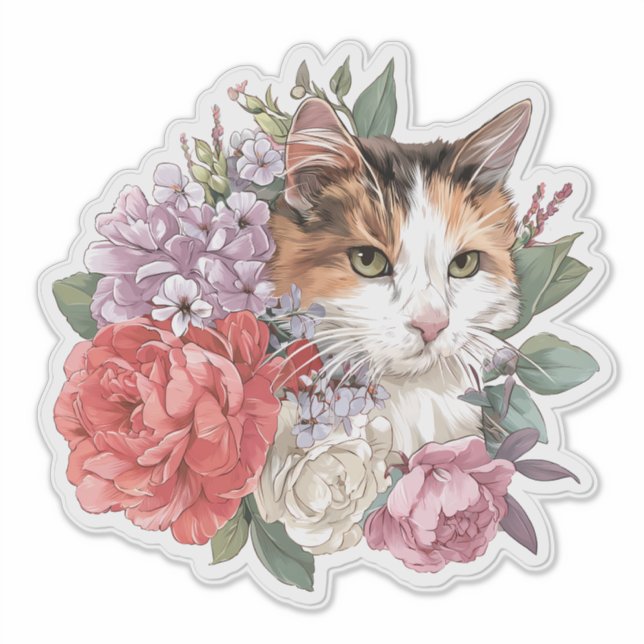 Adorable cat and flower bouquet (Front)