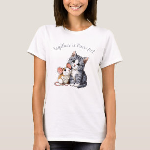 Adorable Cat and Mouse friendship best friends T-Shirt