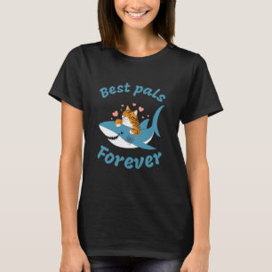 Adorable Cat and Shark. Best Pals Forever. Funny T-Shirt