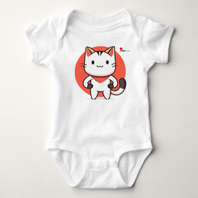 Adorable Cat Baby Bodysuit – Cute Kitten Design fo (Front)