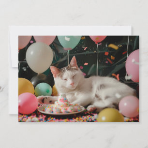 Adorable Cat Birthday Celebration Design Card
