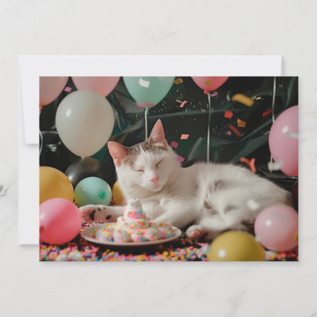 Adorable Cat Birthday Celebration Design Card (Front)