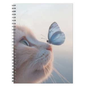 Adorable Cat & Blue Butterfly Spiral Notebook