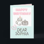 Adorable Cat&Cake Happy Birthday  Card<br><div class="desc">It's the Adorable Cat&Cake Happy Birthday Card. A cat in a hat and a cake are so cute. Soft sky blue and pink are harmonised. It was designed as if a cute child had drawn it by hand. It's meaningful gift for your loved one. Purchase yours today! Have a good...</div>