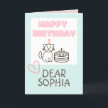 Adorable Cat&Cake Happy Birthday  Card<br><div class="desc">It's the Adorable Cat&Cake Happy Birthday Card. A cat in a hat and a cake are so cute. Soft sky blue and pink are harmonised. It was designed as if a cute child had drawn it by hand. It's meaningful gift for your loved one. Purchase yours today! Have a good...</div>