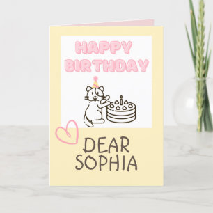 Adorable Cat&Cake Happy Birthday  Card