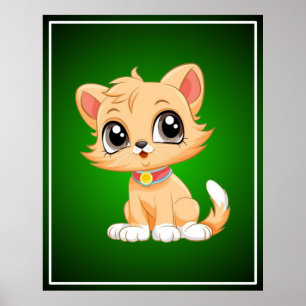 Adorable Cat Cartoon  Poster