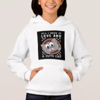 Adorable Cat Cartoon Pullover Hoodie for Girls