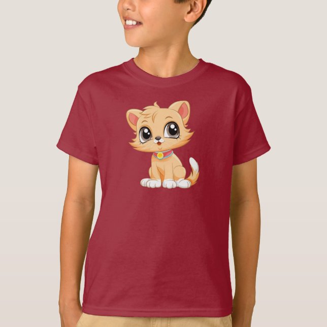 Adorable Cat Cartoon  T-Shirt (Front)