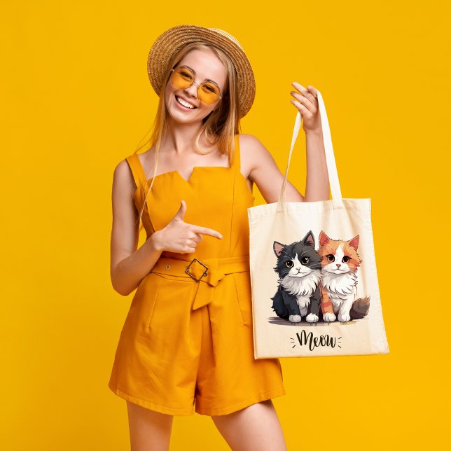 Adorable cat couple design Tote Bag (Creator Uploaded)