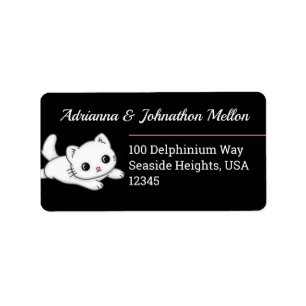 Adorable Cat Custom Black and White Address Label
