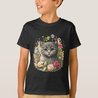 Adorable cat cute kitten floralpng T-Shirt