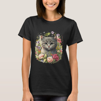 Adorable cat cute kitten floralpng T-Shirt