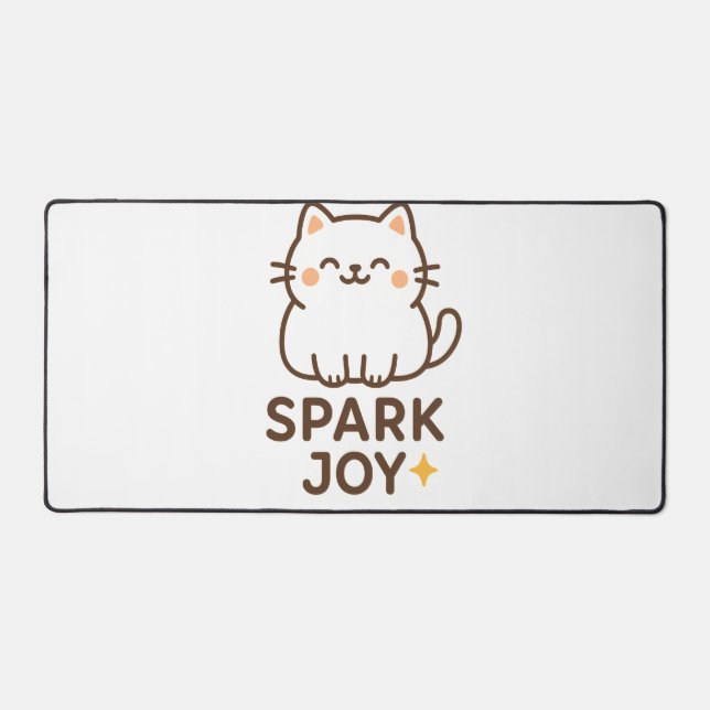“Adorable Cat Desk Mat – Spark Joy Cozy Esthetic” (Front)