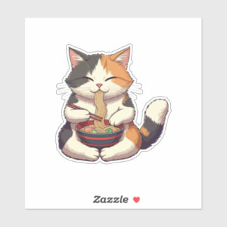Adorable Cat Enjoying Ramen