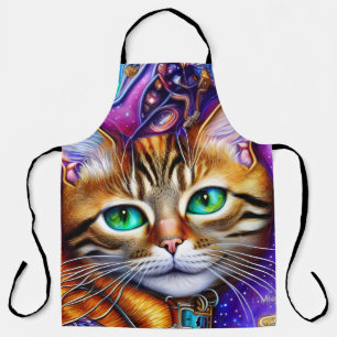 Adorable Cat in Colourful Background Apron