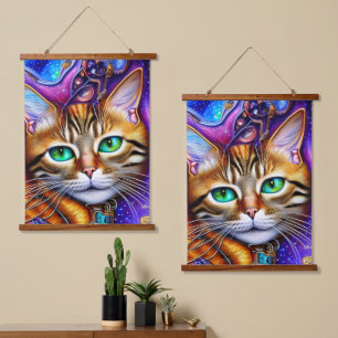 Adorable Cat in Colourful Background Hanging Tapestry