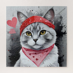 Adorable Cat in Disguise - Purrfect Valentine fun Jigsaw Puzzle