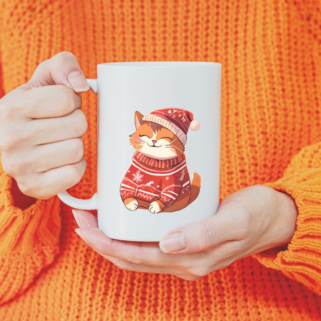 Adorable Cat in Holiday Sweater Mug (Creator Uploaded)