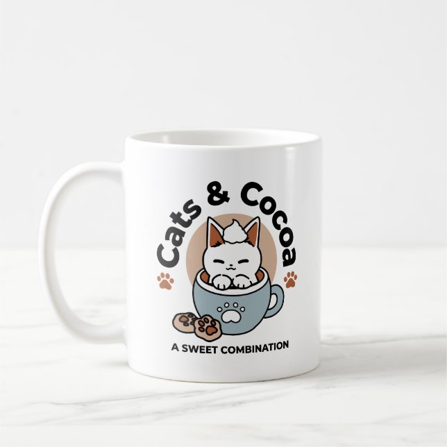 Adorable Cat in Mug Holiday Design - Cat & Cocoa (Left)