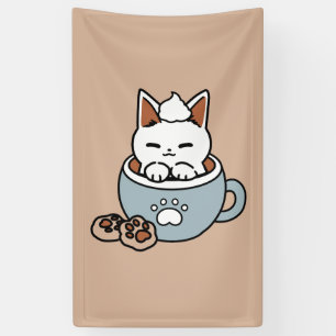 Adorable Cat in Mug Holiday Design - Cat & Cocoa Banner