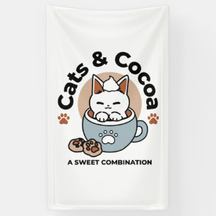 Adorable Cat in Mug Holiday Design - Cat & Cocoa Banner