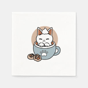 Adorable Cat in Mug Holiday Design - Cat & Cocoa Napkin