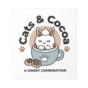 Adorable Cat in Mug Holiday Design - Cat & Cocoa Notepad