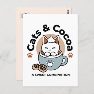 Adorable Cat in Mug Holiday Design - Cat & Cocoa Postcard