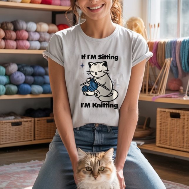 Adorable cat knitting funny saying T-Shirt (Creator Uploaded)
