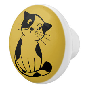 Adorable Cat Mark Ceramic Knob for Cabinets