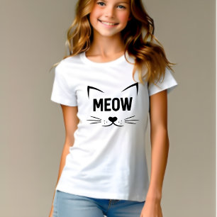 Adorable Cat Meow Kids Tshirt - Purr-fectly Cute