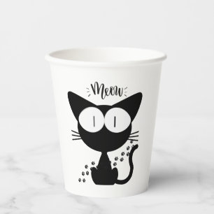 Adorable cat miaw lovers.  paper cups