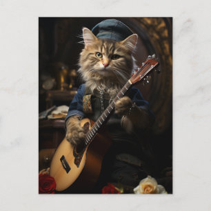 Adorable Cat musician Postcard