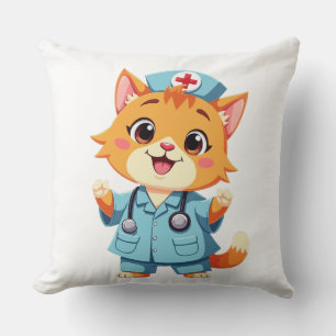 Adorable Cat Nurse for Animal Lovers Cushion